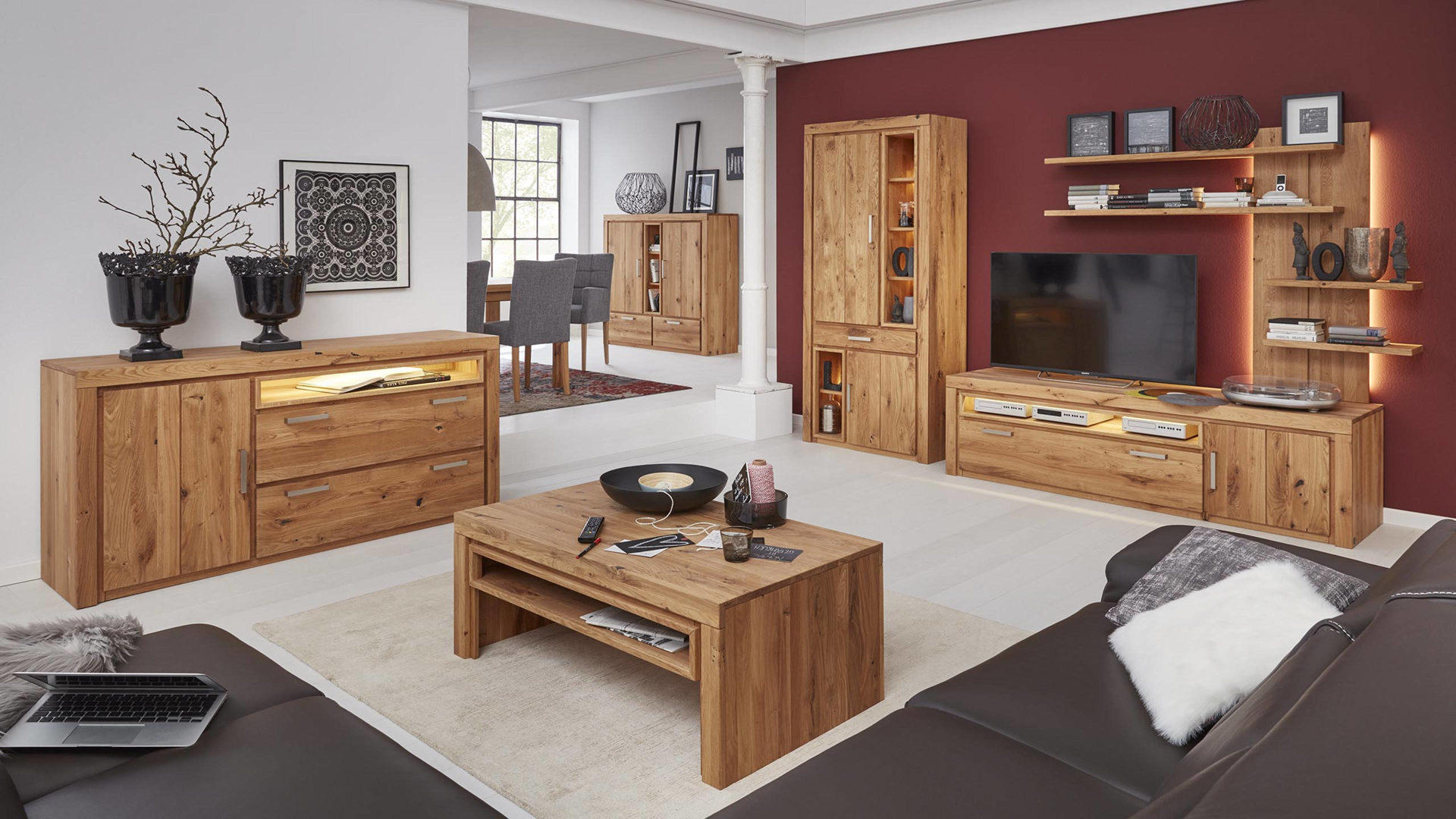 Interliving Wohnzimmer Serie 2003 – Sideboard, geölte Asteiche – eine, Interliving Wohnzimmer Serie 2003 – Sideboard, geölte Asteiche – eine,