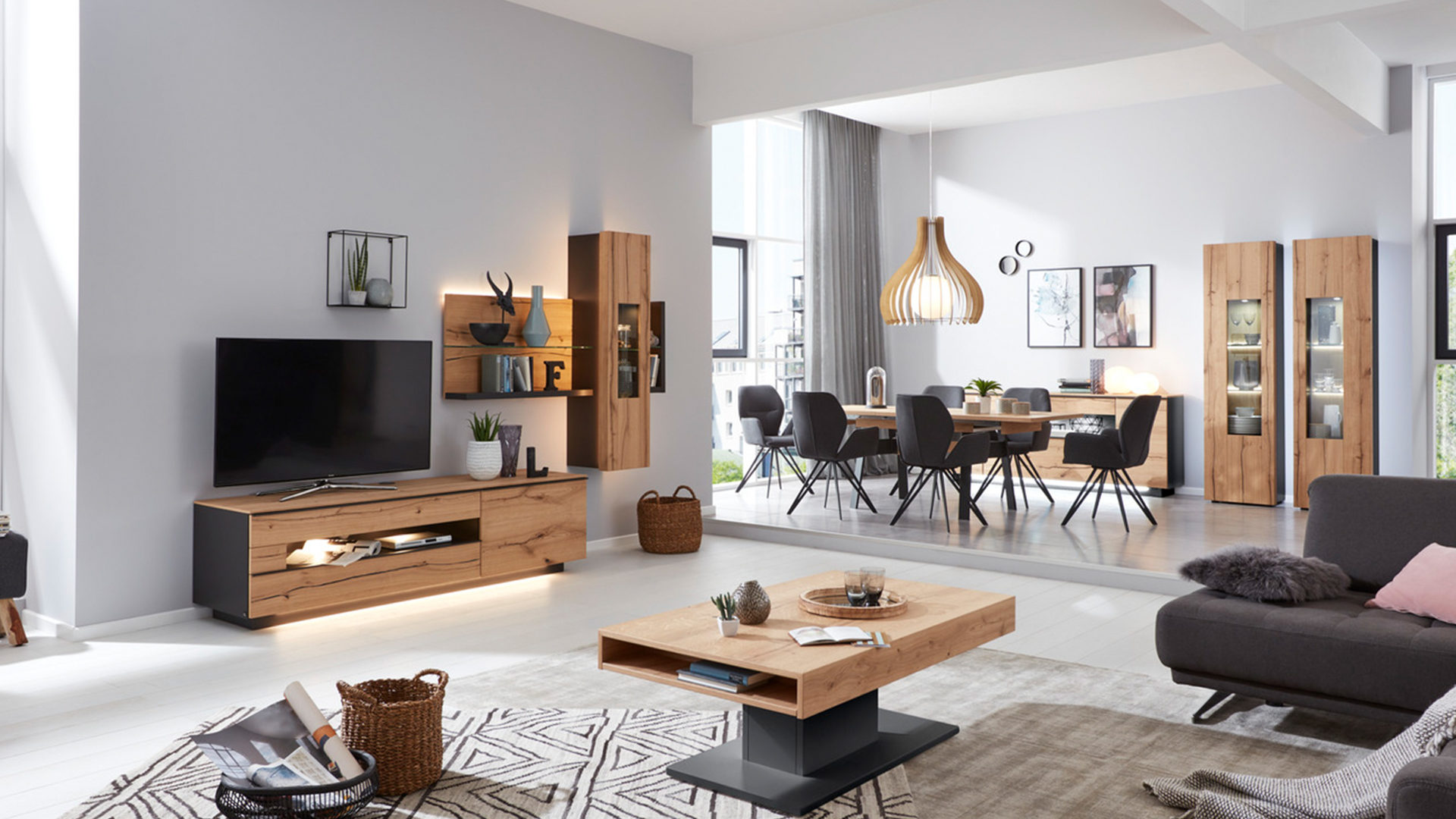 Interliving Wohnzimmer Serie 2103 – Wohnwand 560001S mit Beleuchtung, Interliving Wohnzimmer Serie 2103 – Wohnwand 560001S mit Beleuchtung,